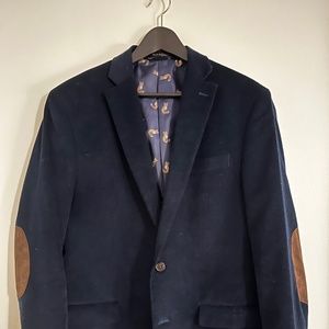 Ralph Lauren blue corduroy blazer/sports coat with leather elbow patches, 42R